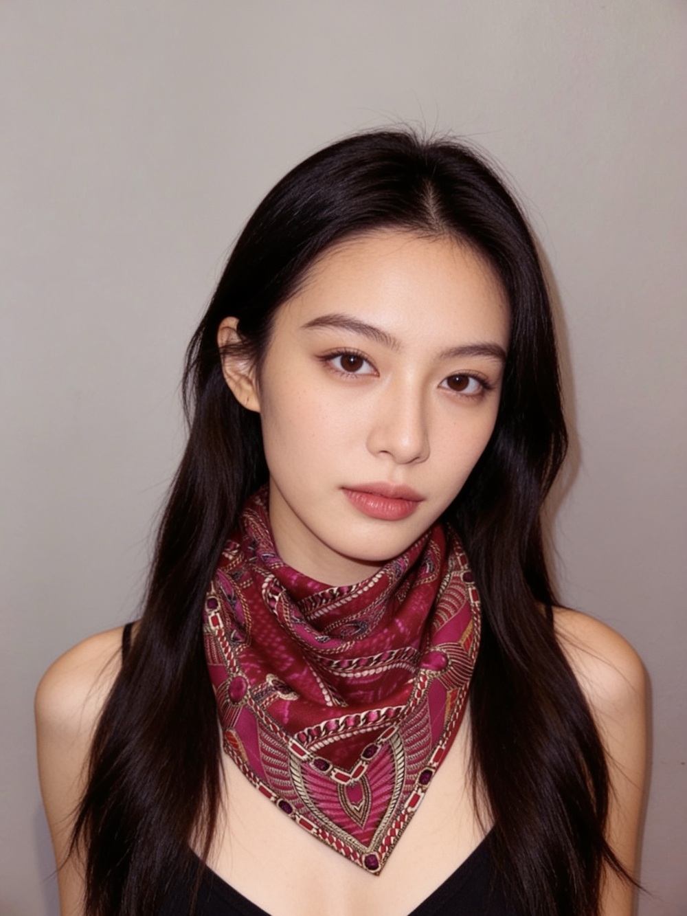 Camilla “Kissed by a Cobra” red pink snake print scarf neck tie head scarf wrap